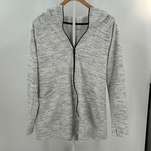 Tek Gear Womens Large Gray Space Dye Full Zip Hoodie Lightweight Thumbholes L